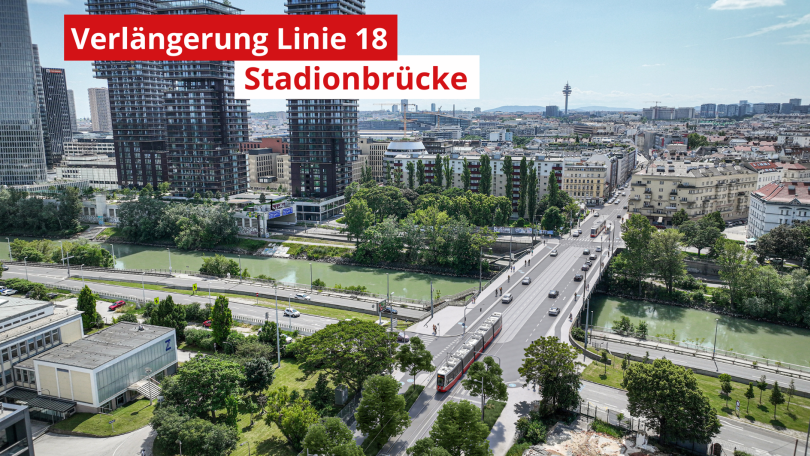 copyright: ZOOM VP Visualisierung zeigt eine Straßenbahn aus der Vogelperspektive, die über eine Brücke fährt
