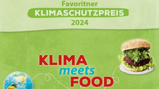 Flyer zum Klimaschutzpreis  mit Schriftzug "Klima meets Food"