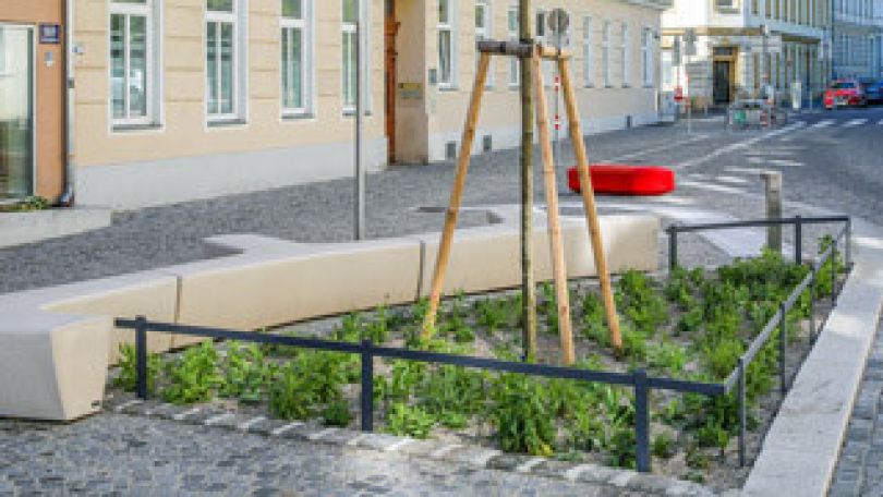 copyright: MA 28/Christian Fürthner Baumscheibe und Sitzgelegenheiten in der Goldschlagstraße