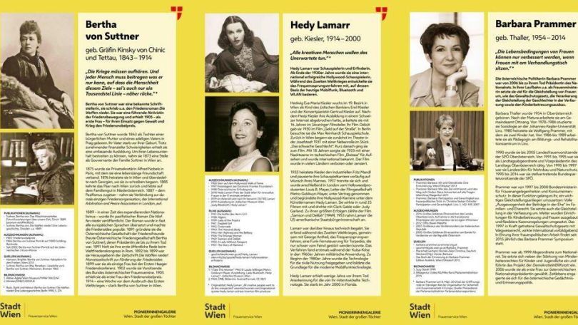 copyright: Frauenservice Wien Ansicht von den Pionierinnen-Tafeln