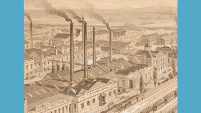 copyright: VIGL-Verein für Industriegeschichte Liesing gezeichnet: Fabriken in einer Stadt