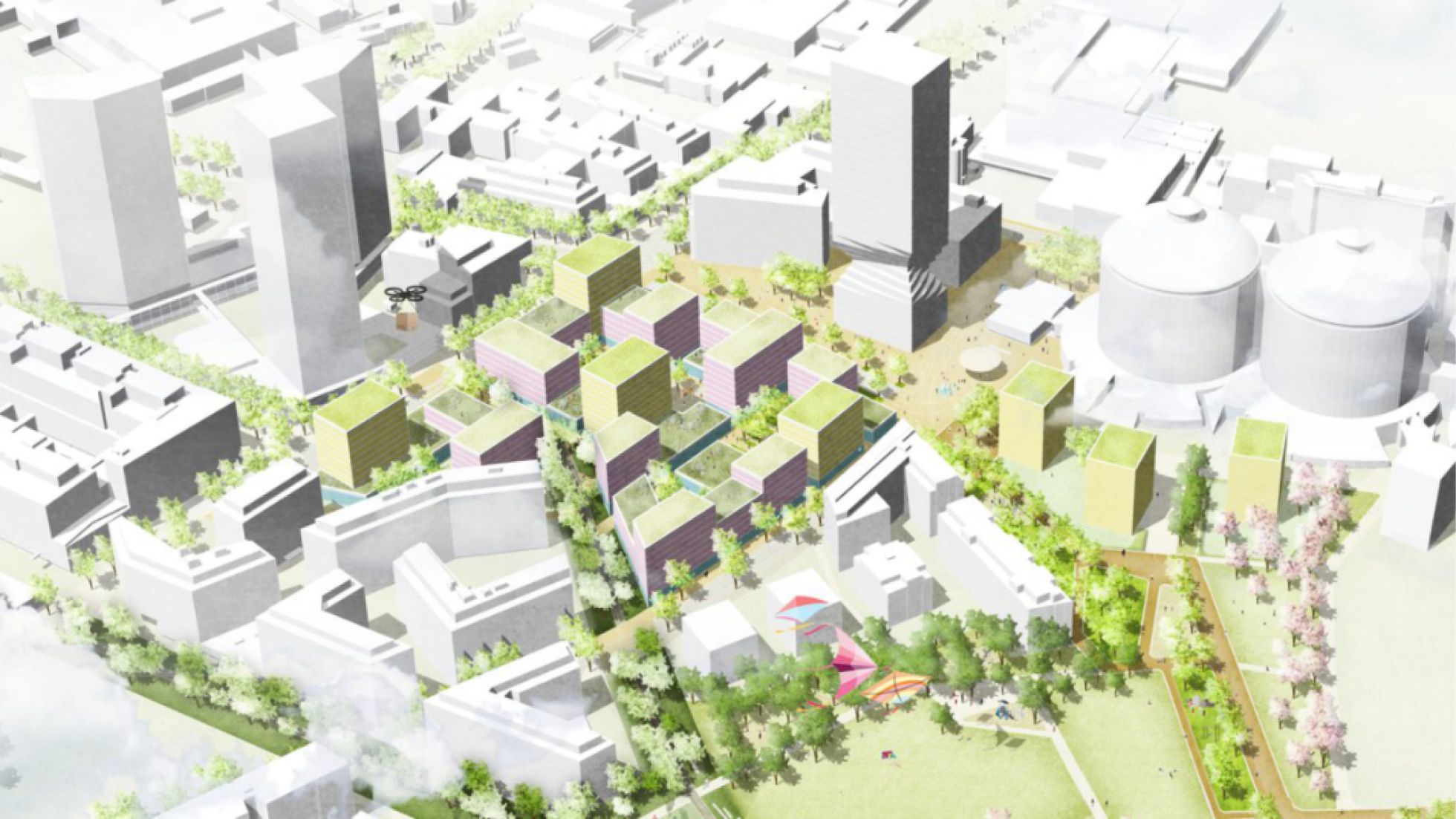 copyright: Carla Lo Landschaftsarchitektur & BWM Architekten Das Gebiet aus der Vogelperspektive