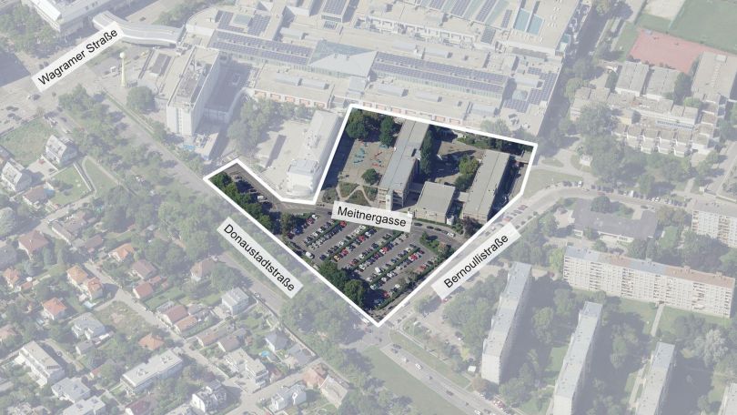 copyright: Stadt Wien/Stadtplan3D Schrägluftbild mit Gebietsabgrenzung