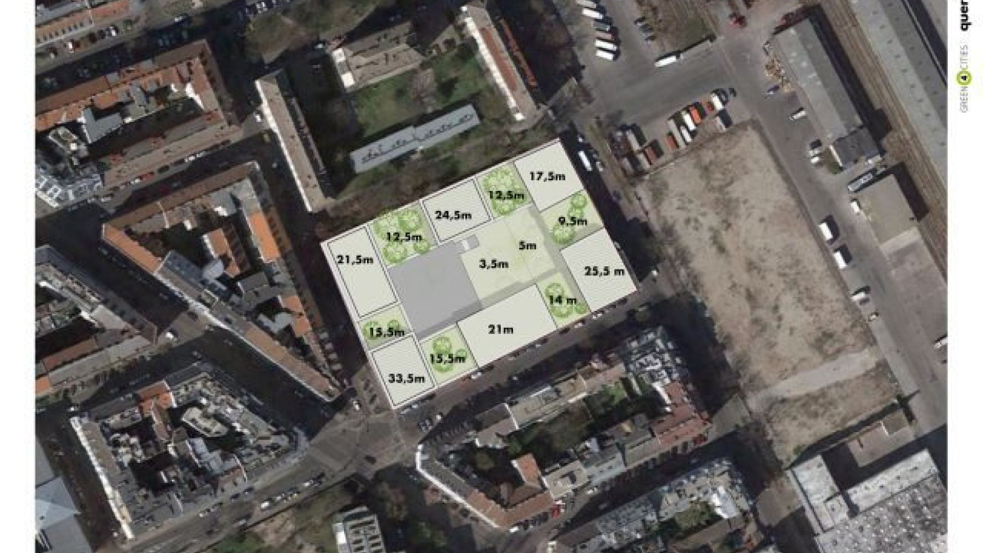 copyright: querkraft Stadtplanausschnitt zeigt Grünflächen