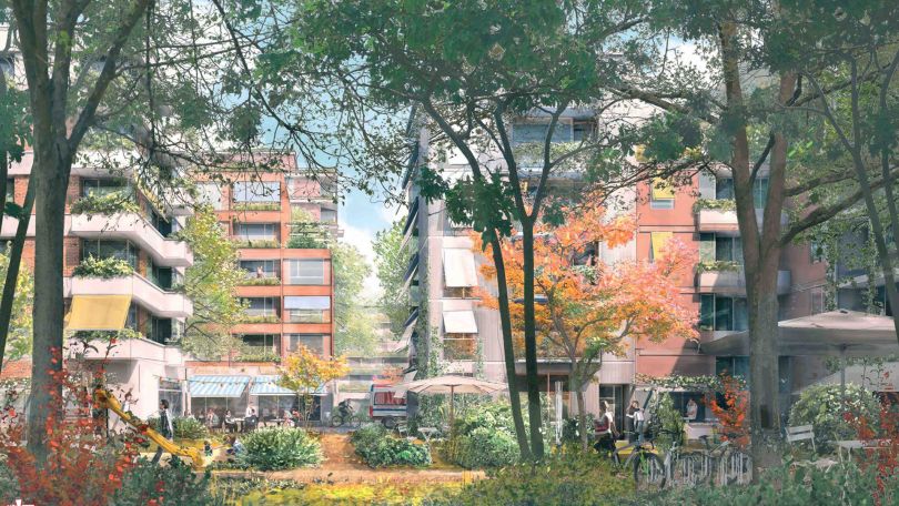 copyright: O&O Baukunst, capattistaubach urbane landschaften Visualisierung, mehrgeschossige Wohnhäuser, viel Grün