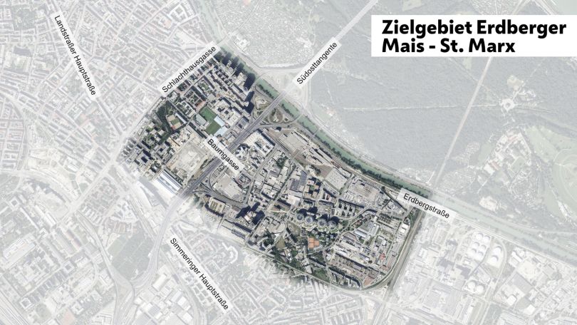 copyright: Stadt Wien/ViennaGIS Luftansicht des Gebiets