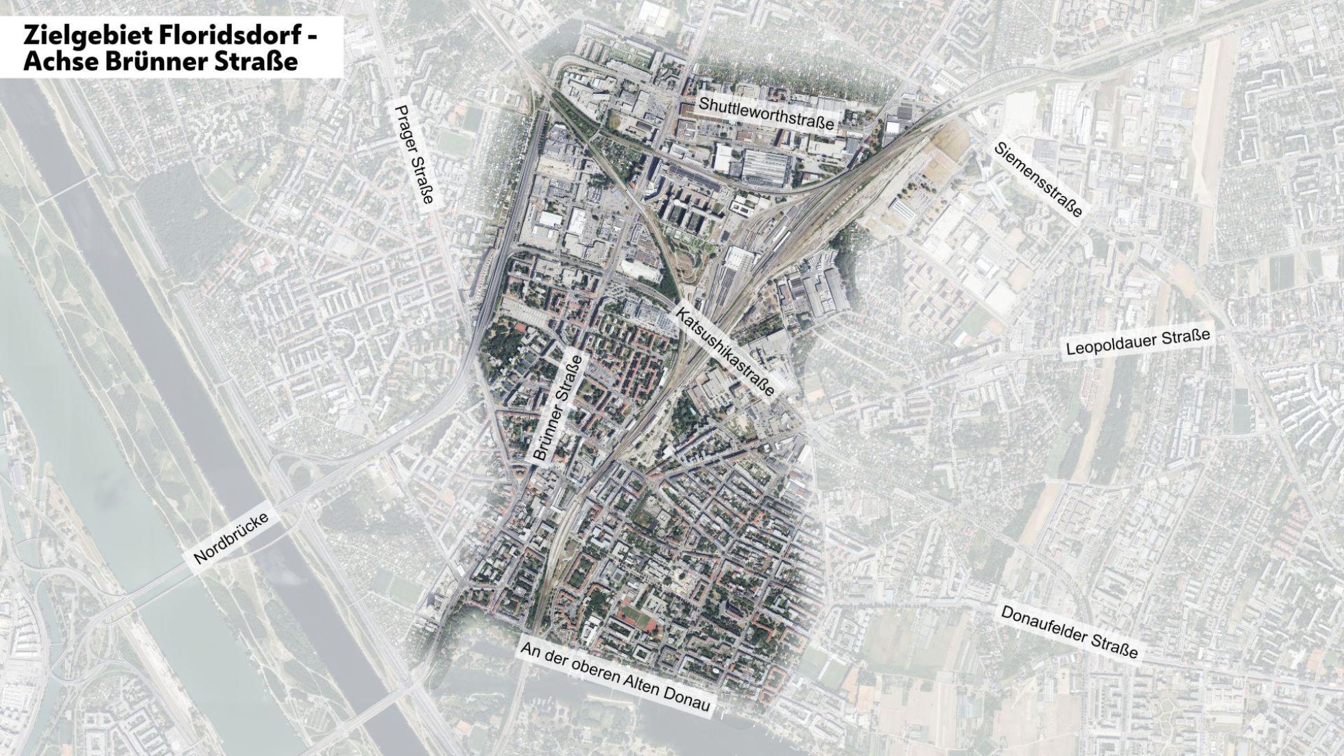 copyright: Stadt Wien Gebiet im Stadtplan mit Beschriftungen