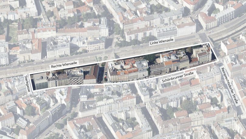 copyright: Stadt Wien/Stadtplan3D Schrägluftbild mit Gebietsabgrenzung