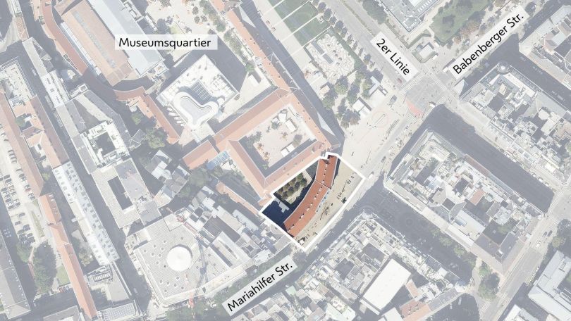 copyright: Stadt Wien/Stadtplan3D Schrägluftbild mit Gebietsabgrenzung
