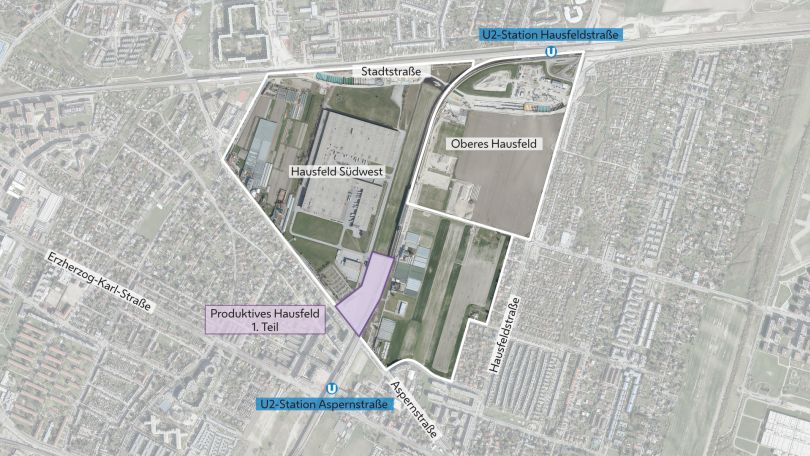 copyright: Stadt Wien/ViennaGIS Luftbild mit Gebietsabgrenzung