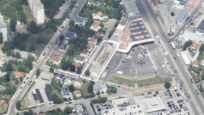 copyright: Stadt Wien/Stadtplan3D Schrägluftbild mit Gebietsabgrenzung