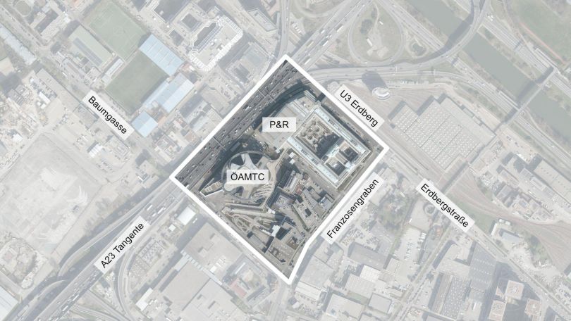 copyright: Stadt Wien/ViennaGIS Luftbild mit Gebietsabgrenzung