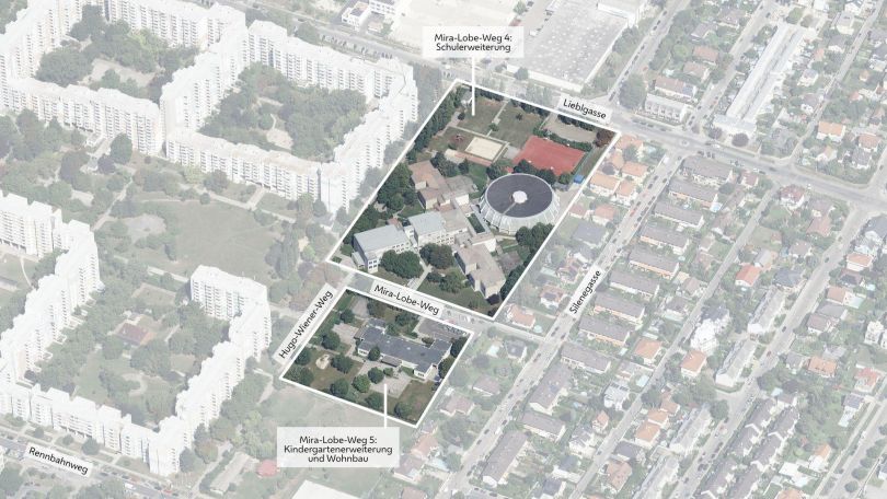 copyright: Stadt Wien/Stadtplan3D Schrägluftbild mit Gebietsabgrenzung