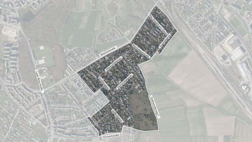 copyright: Stadt Wien/ViennaGIS Luftbild mit Gebietsabgrenzung
