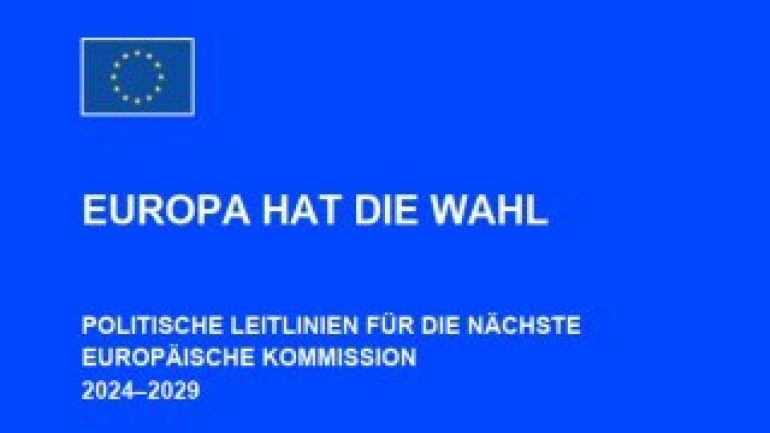 copyright: Europäische Kommission Deckblatt "Politische Leitlinien für die nächste Europäische Kommission 2024-2029"