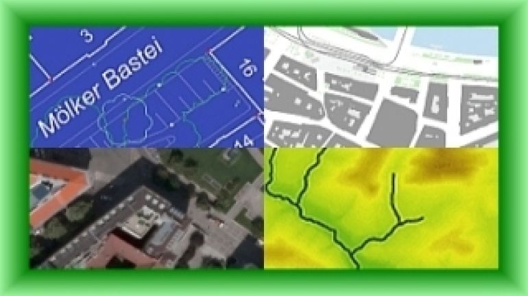 copyright: Stadtvermessung Wien Bildausschnitt von der Mehrzweckkarte, Flächenmehrzweckkarte, Orthofoto und Geländemodell
