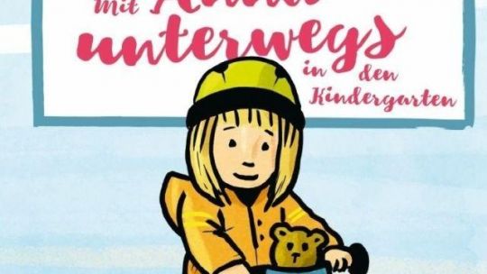 Cover "Mit Anna unterwegs" zeigt Comic von Mädchen mit Helm auf Fahrrad