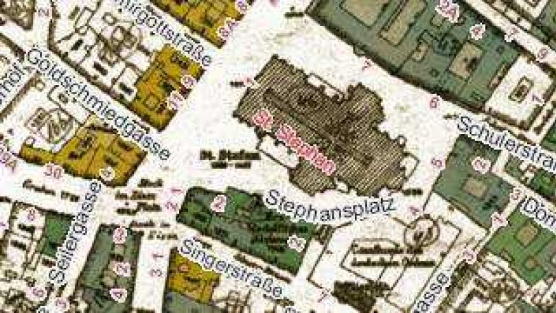 copyright: ViennaGIS Stadtplanausschnitt mit historischen Stadtplänen