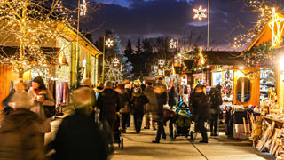 Christmas stalls at a market 