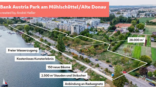 Plan des Kunsterlebnisparks an der Alten Donau