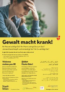 Poster "Gewalt macht krank" fr Patientinnen