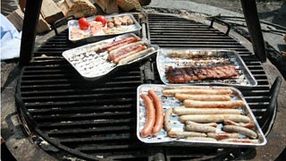 Meat and Sausages on a barbecue