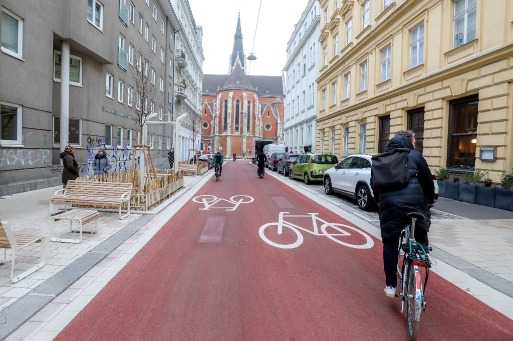 Fahrradfahrer in der Argentinierstraße