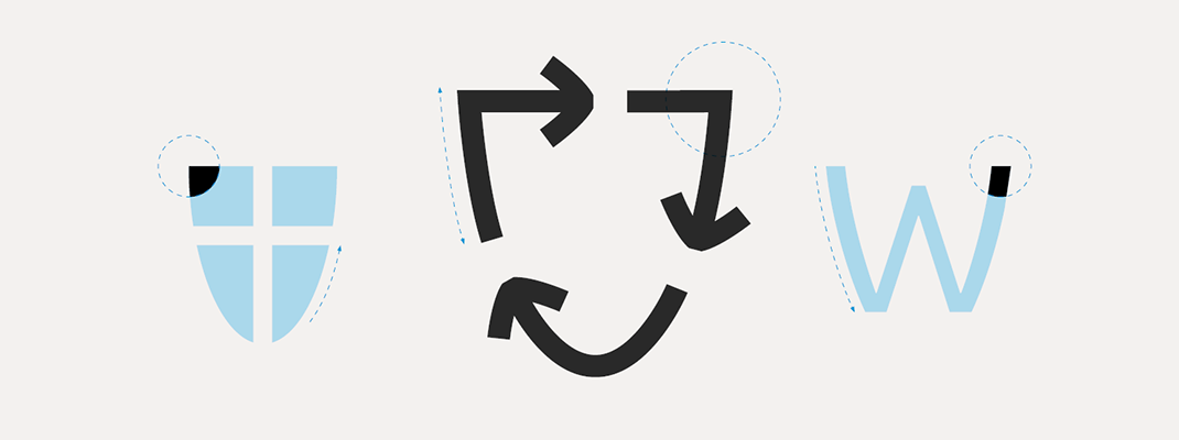Beispiel für die Verwendung von Wappenelementen für die Piktogrammgestaltung: Recycling-Piktogramm