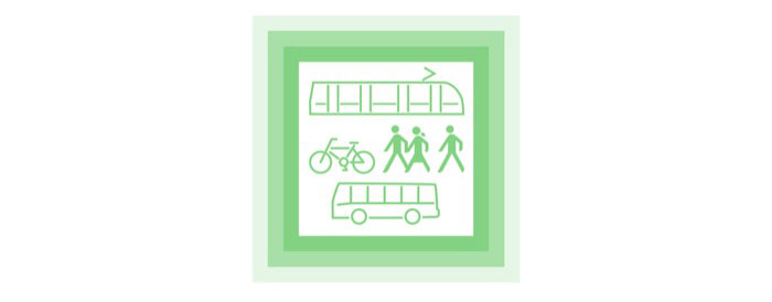 Symbolbild zur Veranschaulichung der Steigerung des Rad-, Fußverkehrs und des öffentlichen Verkehrs