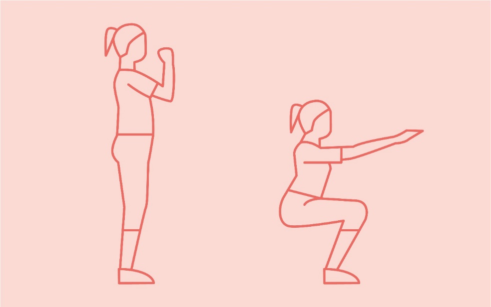 Illustration of a woman doing squats