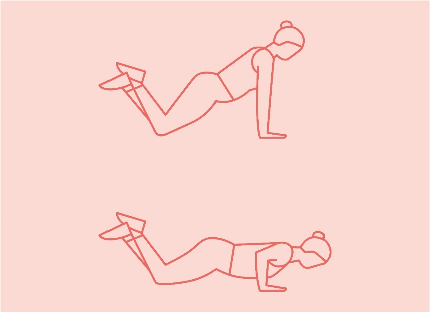 Illustration of a woman doing knee push-ups