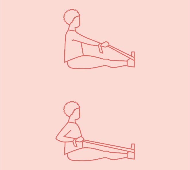 Illustration of a woman doing rowing exercises