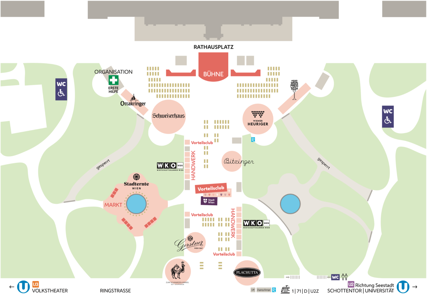 Plan des Wiener Rathausplatzes mit den Standorten des #wienliebe-Festivals