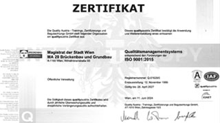 Zertifikat Qualittsmanagement fr die Abteilung Brckenbau und Grundbau