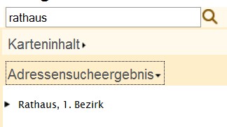 Ausschnitt der Navigationsleiste des Baubrundkatasters mit Adressensuche