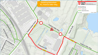 Umleitungsplan fr den Radverkehr am Friedrich-Adler-Weg